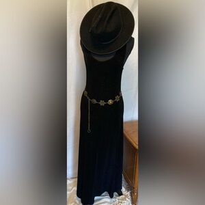 Vintage Ali Womens Medium Made in USA Black Sleeveless Maxi Dress Evening Dress